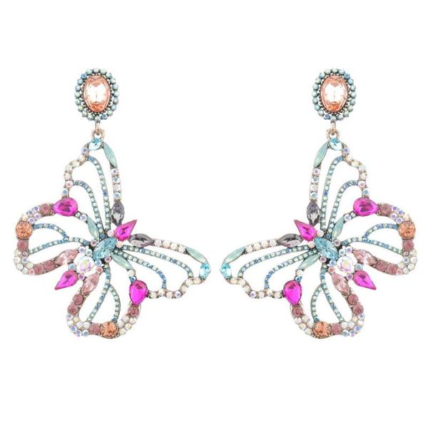

2colors multicolors rhinestone butterfly drop dangle earrings jewery for women trendy girls collection earrings, Silver