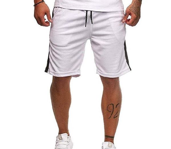 

sun selling men europe and america casual sports contrast color joint with drawstring shorts men's kg-605, White;black