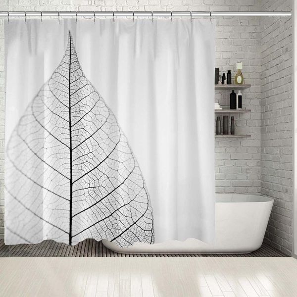 

shower curtains curtain leaf nature tree plant botanical theme minimalistic artwork gray black1