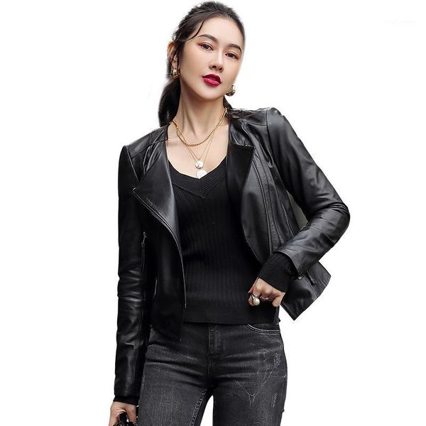 

ptslan 2020 women's good quality real lambskin coat classic luxury clothes p70171, Black