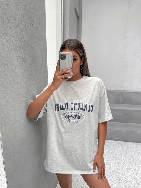 

letter graphic oversized longline tee v2gr#, White