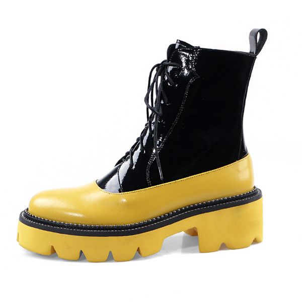 

2020 first layer and winter street fashion leather matching high boots vk20, Black