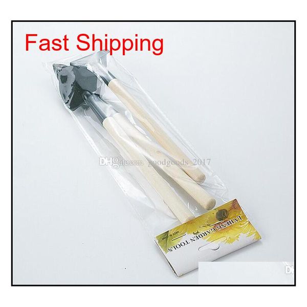 

3pcs mini shovel rake set portable gardening tool bonsai tools wooden handle metal head shovel harrows spade for flowe qyltyh yh_pack