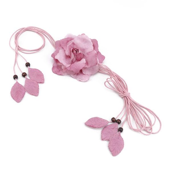 

flowers waist chain tassel braid decoration elegant dress sweater accessory fine ladies waist dress handmade belt feminina, Black;brown