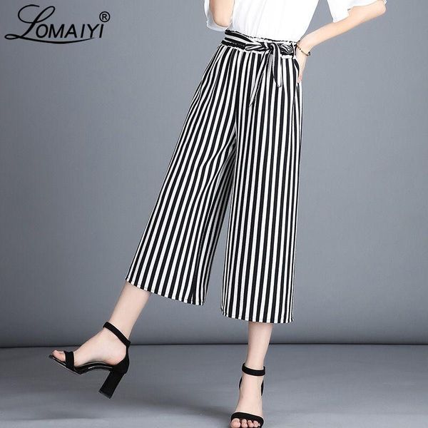 

2020 wide leg pants for women black high waist pants female plus size classic stripe women's summer plaid trousers bw051, Black;white