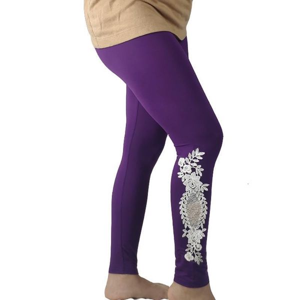 

shikoroleva leggings xs-7xl 6xl 5xl plus size women modal cotton lace hollow stretch elastic legin pants black pink purple white
