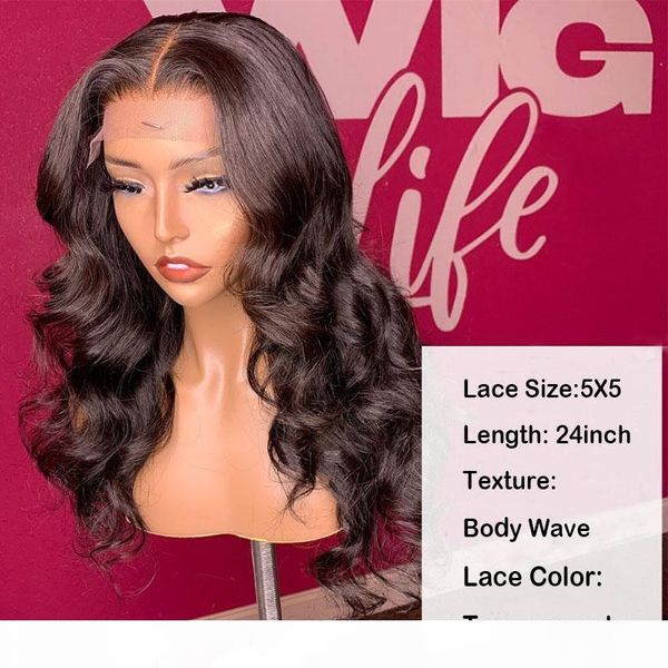 

5x5 lace closure wig deep part transparent swiss lace wigs for women remy brazilian body wave closure wig human hair 5x5 cara, Black;brown
