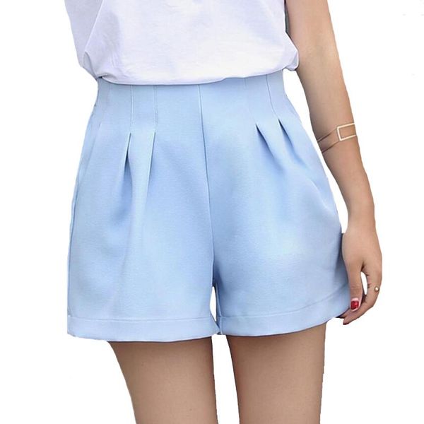 

women's shorts yrrety summer style fashion casual high waist black white vintage women short plus size s-xxxl wide leg, White;black