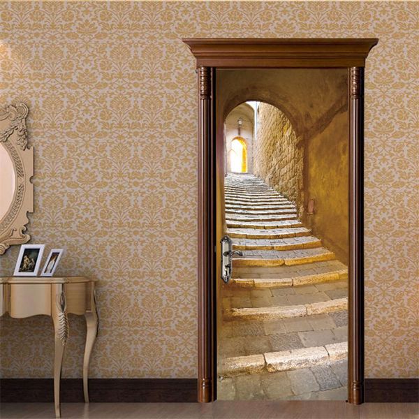

medieval stone hutong door bedroom living room home decoration waterproof removable self adhive wall paste