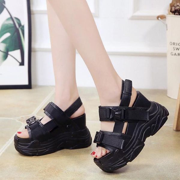 

sandals 2021 fashion woman vintage trend shoes holiday vacation sandal, Black