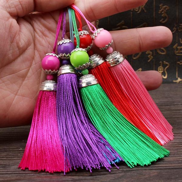 

2pcs lot silk tassel fringe brush sling tassels trim with beads pendant for sew curtains jewelry accessories diy wedding decor h jlltjq
