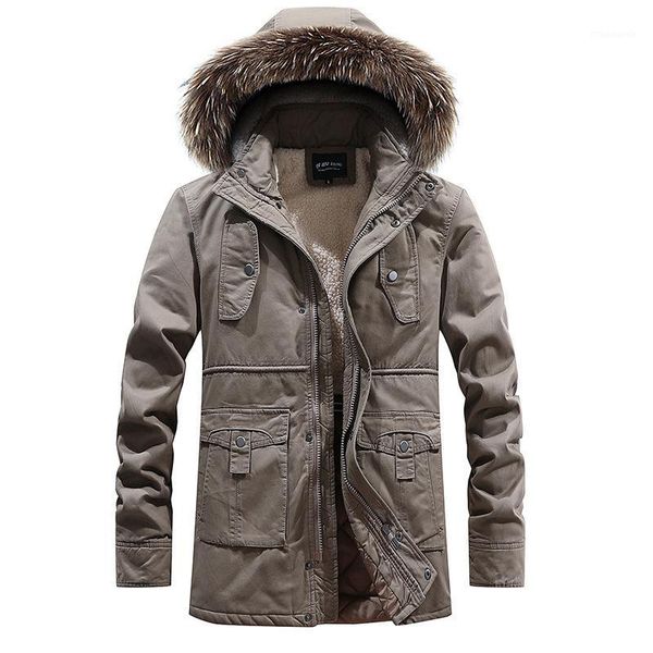

new winter men's warm parkas thick fleece cotton coat long male jackets hooded coats mens brand clothing1, Tan;black