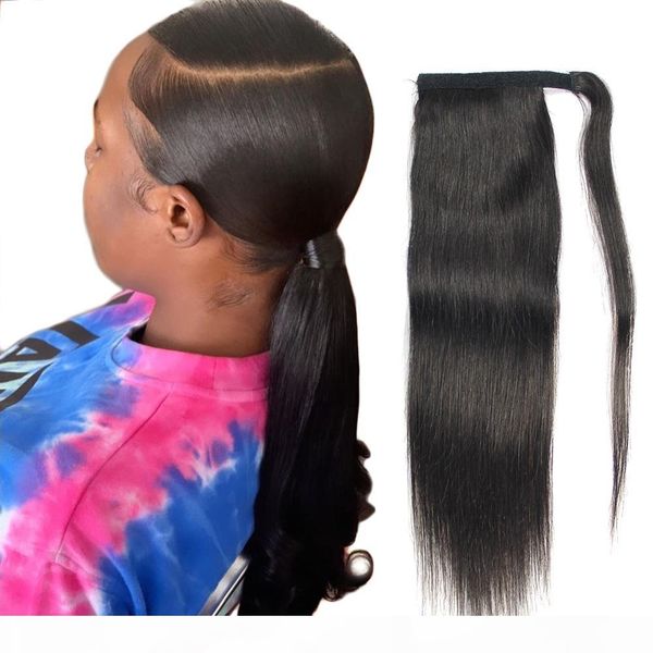 

brazilian human virgin remy straight ponytail hair extensions natral black color 120g one bundle ing