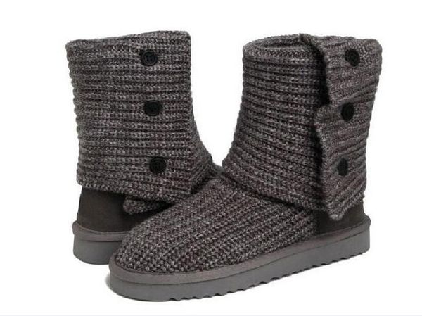 

sell classic design ausg women snow boots 5819 knitting woollen yarn tall short women boots keep warm boots us4-12, Black