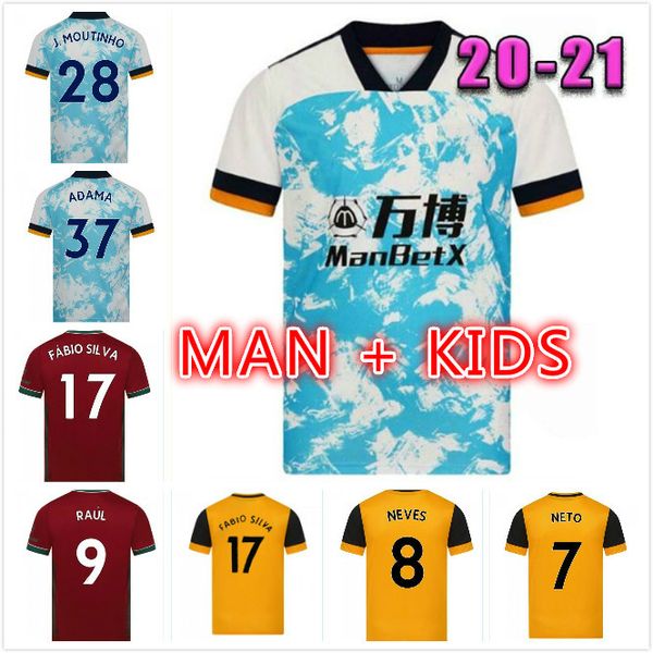 

2020 2021 wolves soccer jersey fàbio silva 20 21 podence coady vitinha raul neves football shirt j.moutinho adama shirt men+kids kit, Black;yellow