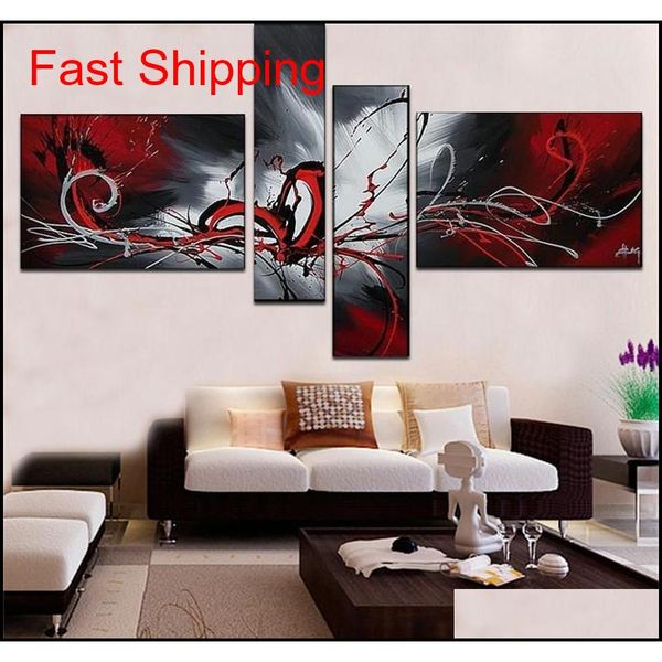 

100%handpainted the phoenix totem oil painting 4 pcs / set decoration oil painting abstract wall pictures for living room decor jtj9t