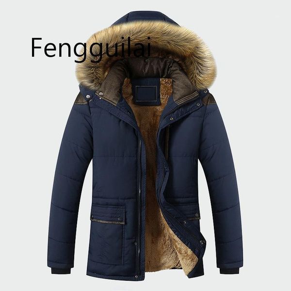 

men's down & parkas winter jacket men brand clothing fashion casual slim thick warm mens coats with hooded long overcoats male clothes1, Black