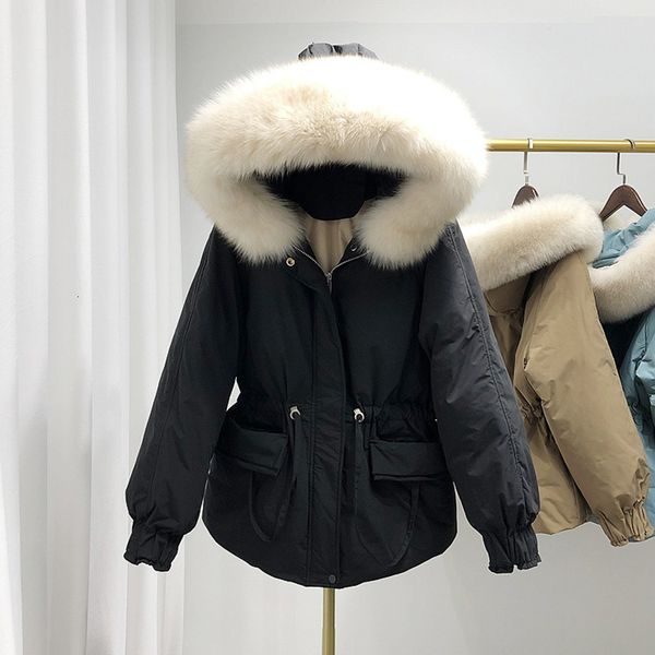 

for women, natural fox neck, parka cap, feather with white duck, warm snow coat in 2020