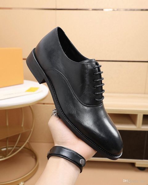 

20 men genuine wingtip leather platform oxford shoes luxury designer pointed toe lace-up oxfords dress brogues wedding shoes 33, Black