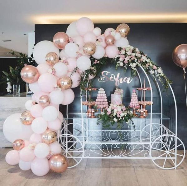 

90pcs baby pink white rose gold 4d balloon garlan arch kit confetti latex balloons wedding bridal birthday party decor garland 1027