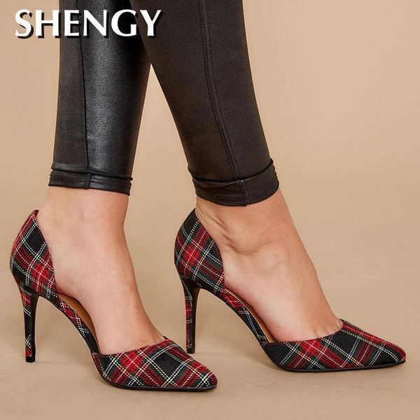 

2020 wedding shoes british pattern high heels thin heels shallow pointed toes party office pumps y200702, Black