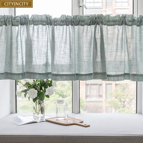 

cityincity linen curtain for kitchen half transparent sheer tulle short door curtain for bar home decor customized