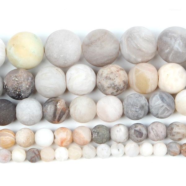 

4-12mm Natural Stone Beads Loose Round Frosted Bamboo Leaf Agates Stone Beads For Jewelry Making DIY Charm Bracelet Necklace1