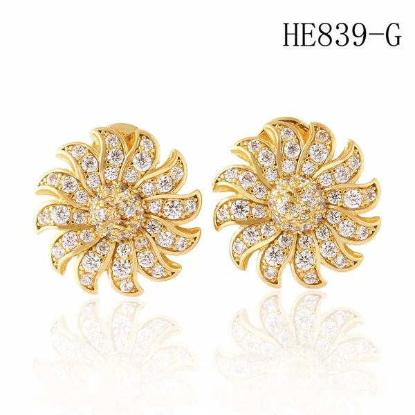

sunflower designer earrings fashion diamond earrings women gold stud earrings jewelry flower earings, Golden