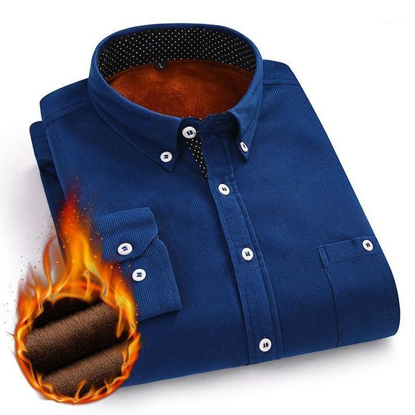 

dropshipping fashion mens plus velvet thicken shirt winter male corduroy warm cotton shirts long sleeve comfortable -5xl1, White;black