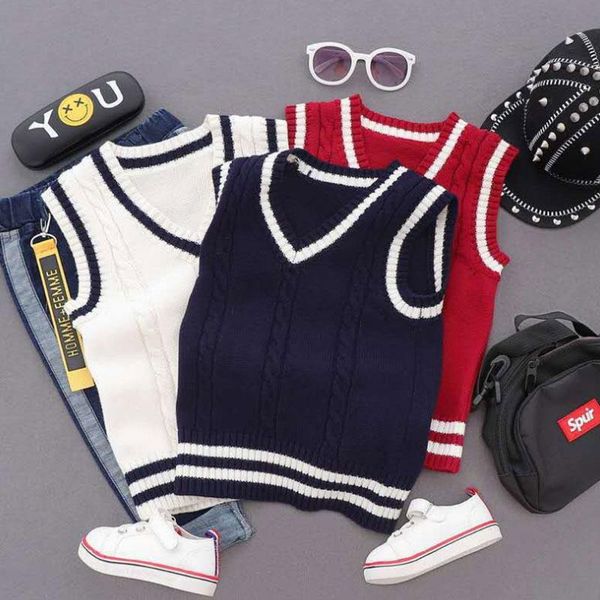 

pullover children's boy girl sweater vest warm bottoming autumn spring wear, Blue