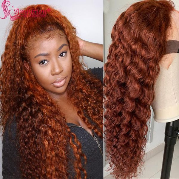 

deep wave lace front wigs pre plucked human hair 13x6 lace frontal wigs bleached knots 13x4 glueless with baby hair, Black;brown