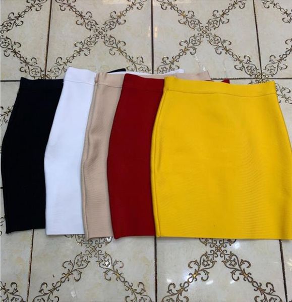 

wholesale candy color mini bandage skirt 2020 designer pencil skirt faldas 43cm drop shipping, Black