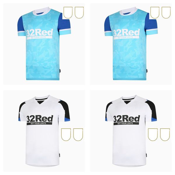 

21 22 derby county rooney soccer jerseys home away white blue kit martin lawrence football shirts 2021 2022 derby county wisdom waghor, Black;yellow