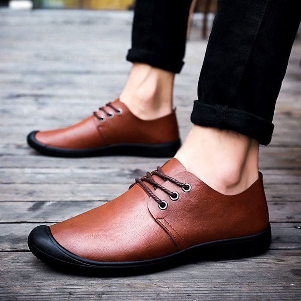 

casual dress mens brown black loafers comfortable leather moccasins driving elevator shoes for men, Red;white