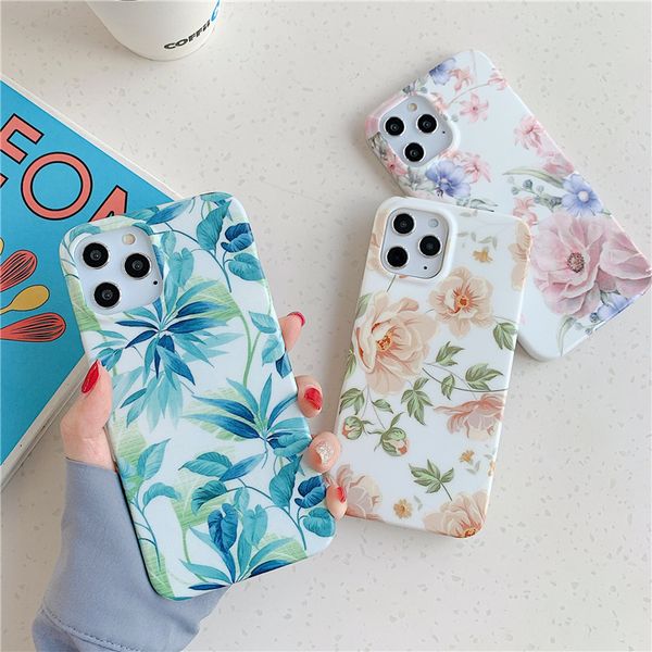 

ins plants flower painted for iphone mini 12 pro 11pro x xr xs max 7 8 plus se 2020 matte soft silicone case cover