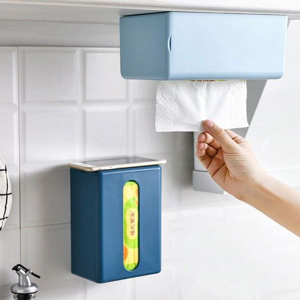 

wall mounted paper towel storage box plastic nail napkin container holder deskorganizer for home kitchen room bathroom1