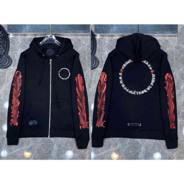 

hoodie quality classic ch zipper autumn winter luxury fashion sweatshirts designer mens sweater horseshoe phantom cross print hooded woman, Black