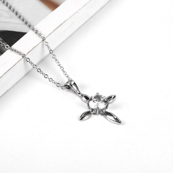 

classic zircon necklace 2020 heart apple flower necklace for women stainless steel pendants jewelry, Silver