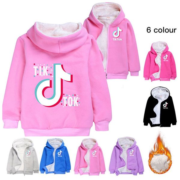 

tik tok children's cardigan long sleeve zipper coral velvet hoodies overcoat boy/girl teen kids tiktok winter hooded coat sweatshirt, Black