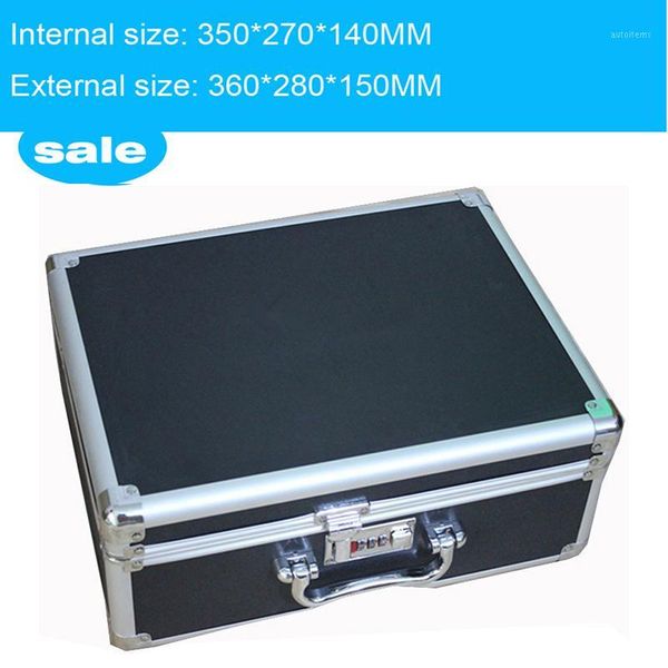 

toolbox aluminium tool case magic props file storage hard carry carrying box tool for hand gun locking pistol 35*27*14 cm1