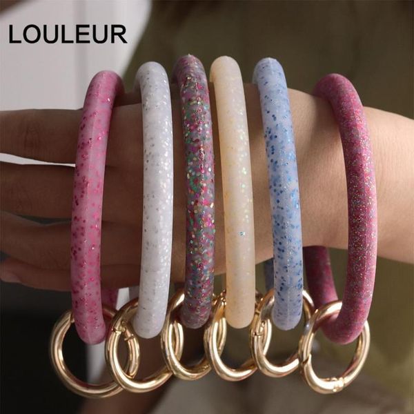 

fashion o silica gel wear bracelet keychain for women gifts trendy simple circle wristlet keychain bangle qylzra