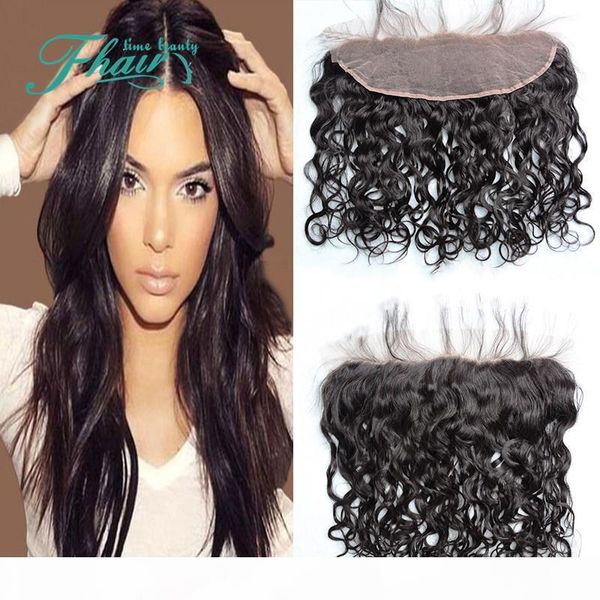 

factory outlet 8a water wave peruvian hair lace frontal closure 13x4 wet and wave hair full lace frontal middle 3 part, Black;brown