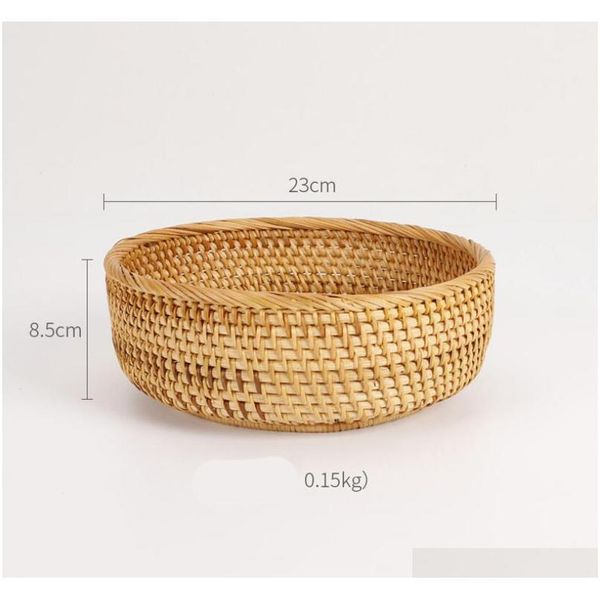 

3pcs set round storage basket fruit dish rattan for weaving handmade for kitchen food picnic bread sundries decor c qylglk bbgargden