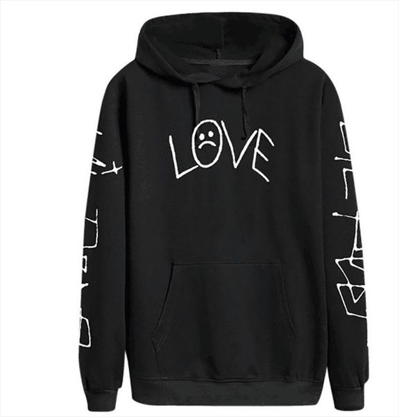 

горячая продажа любовь толстовка мужчины женщины повседневная пуловеры хип-хоп моды сыпучие негабаритные женский hoodie грустное лицо толсто, Black