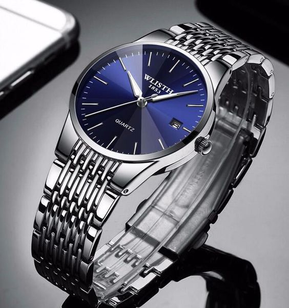 Wlisth top marca luxo mens relógios impermeáveis ​​negócios relógios homem quartzo ultra-fino relógio de pulso masculino relógio relogio masculino