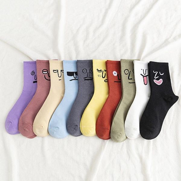 

kawaii socks colorful cute funny socks surprise mid women sock girl simple funky harajuku trend women funny face sock1, Black;white