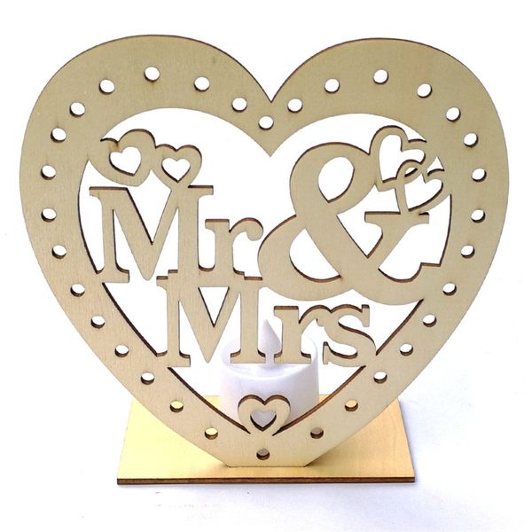 

mr mrs board rustic wedding decorations diy creative ornament heart shaped woodiness led candle light party articles 4jm p1