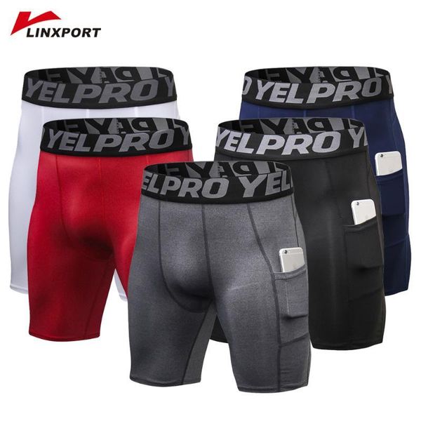 

men's sport tights gym leggings running jogging sweatpants leggings biker shorts hight waist sportswear underpants with pocket, Black;blue