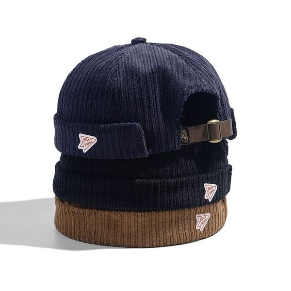 

corduroy caps adjustable beanie hats men women hip hop outdoor winter, Blue;gray