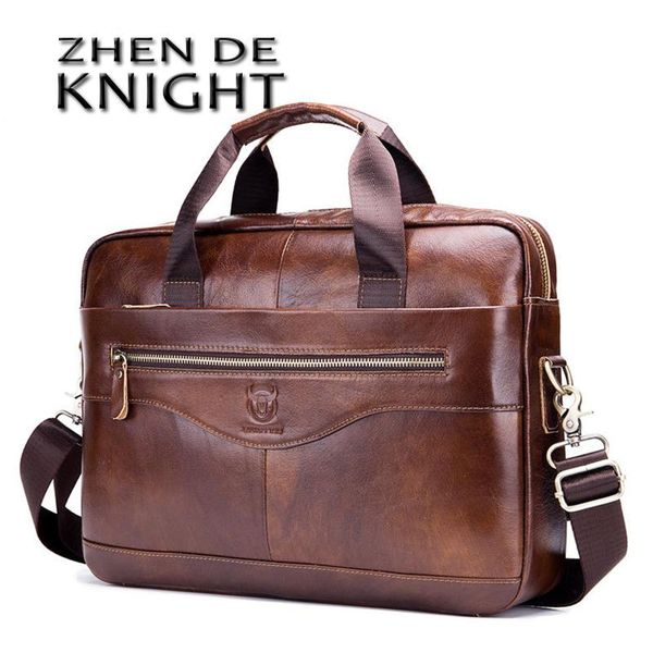 

genuine leather men's briefcase vintage business computer bag fashion messenger bags man shoulder bag postman male handbags